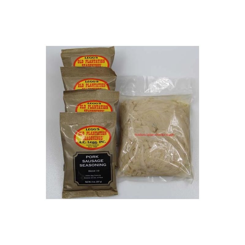 100 Pound Fresh Pork Sausage Kit Old Plantation Blend 10 w/ Hog Casings