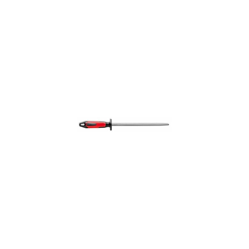 F Dick 10 Inch Round Regular Cut Butcher's Steel Red and Black Handle (7317125-63)