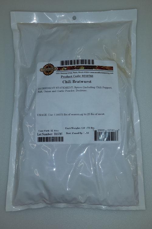 Excalibur Chili Bratwurst Seasoning Seasons 25lb