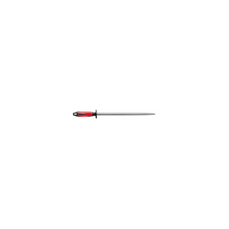 F Dick 12 Inch Round Regular Cut Butcher's Steel Black & Red Handle POLY GUARD