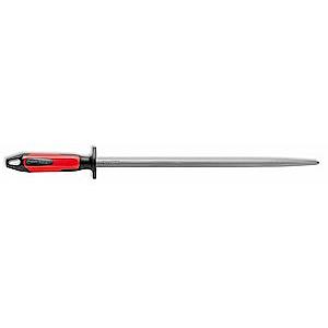 F Dick 12 Inch Round Regular Cut Butcher's Steel Black & Red Handle POLY GUARD