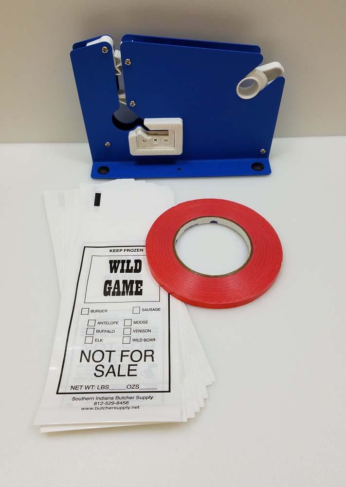 Ground Meat Packing Kit/ Painted Tape Machine, 200 1lb Wild Game Bags