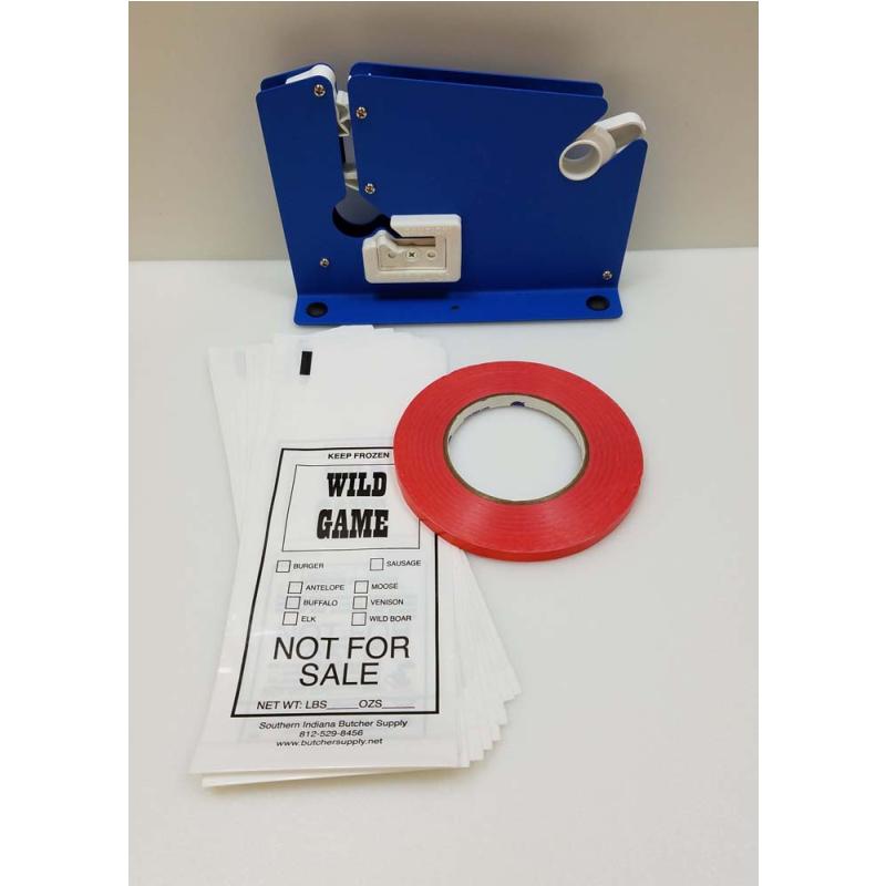 Ground Meat Packing Kit/ Painted Tape Machine, 200 1lb Wild Game Bags