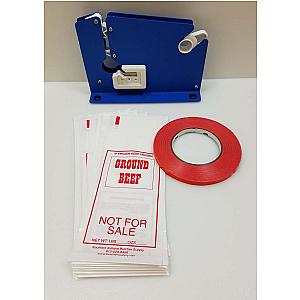 Ground Meat Packing Kit/ Painted Tape Machine, 200 2lb Ground Beef Bags
