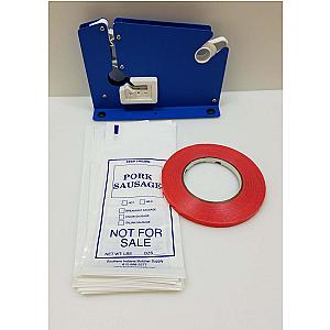 Ground Meat Packing Kit/ Painted Tape Machine, 200 2lb Pork Sausage Bags