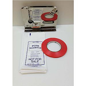 Ground Meat Packing Kit/ SS Tape Machine, 200 2lb Pork Sausage Bags