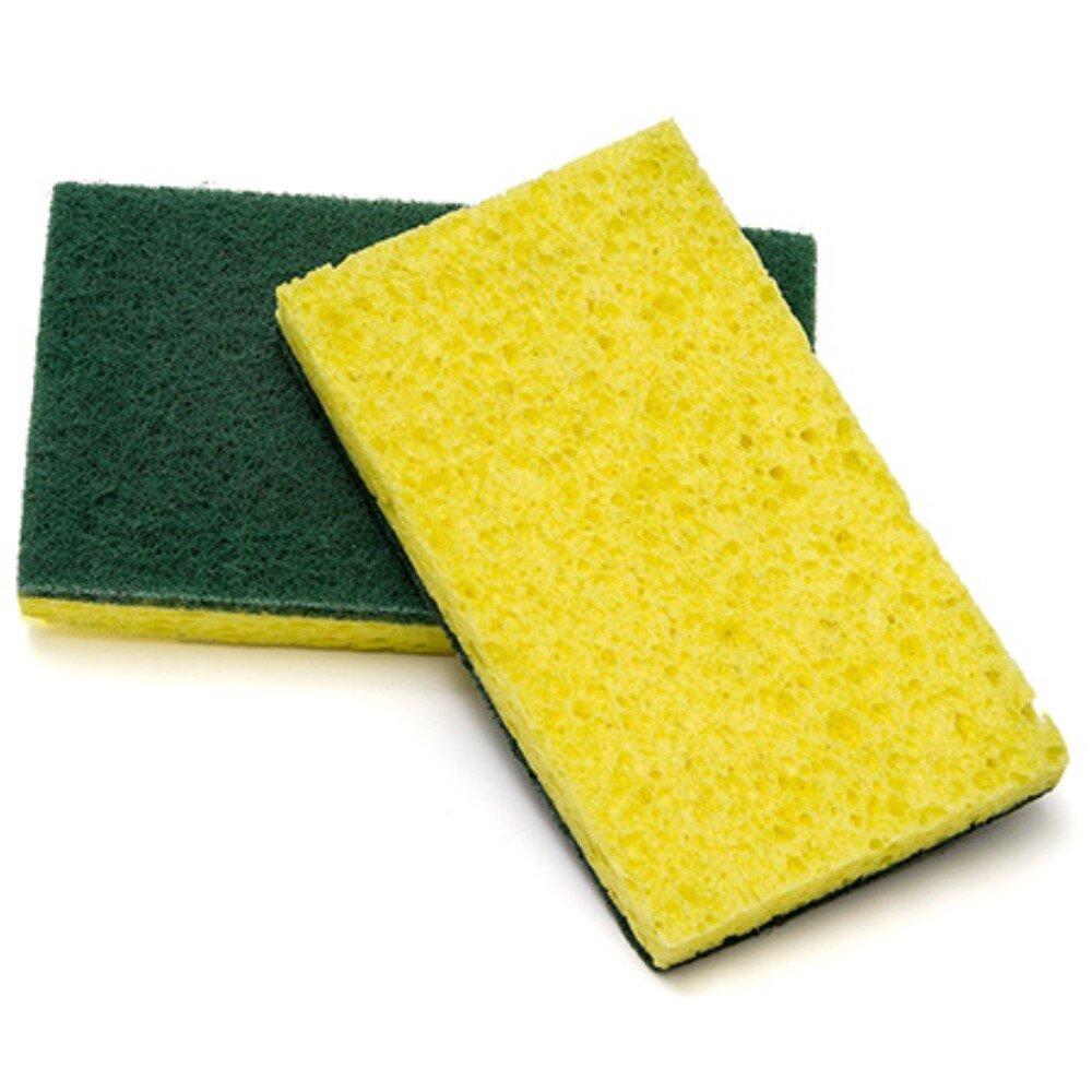 Sponge, Med Green/Yellow Scrubber 6″x3-3/8×3/4″ 5ct Pack