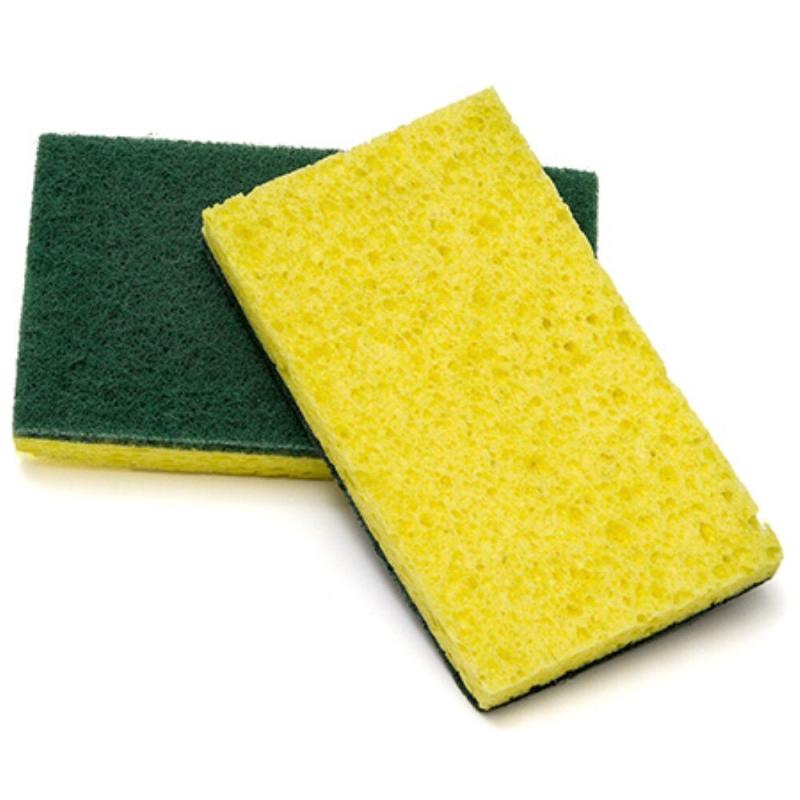Sponge, Med Green/Yellow Scrubber 6″x3-3/8×3/4″ 5ct Pack