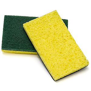 Sponge, Med Green/Yellow Scrubber 6″x3-3/8×3/4″ 5ct Pack