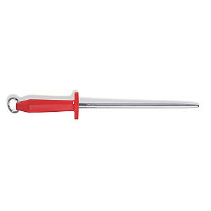 F Dick 10 Inch Round Polished Packinghouse Steel Red Handle