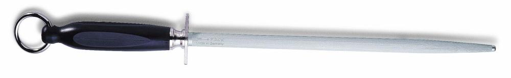 F Dick 12 Inch Round Regular Cut Butcher's Steel Black Handle With STEEL GUARD